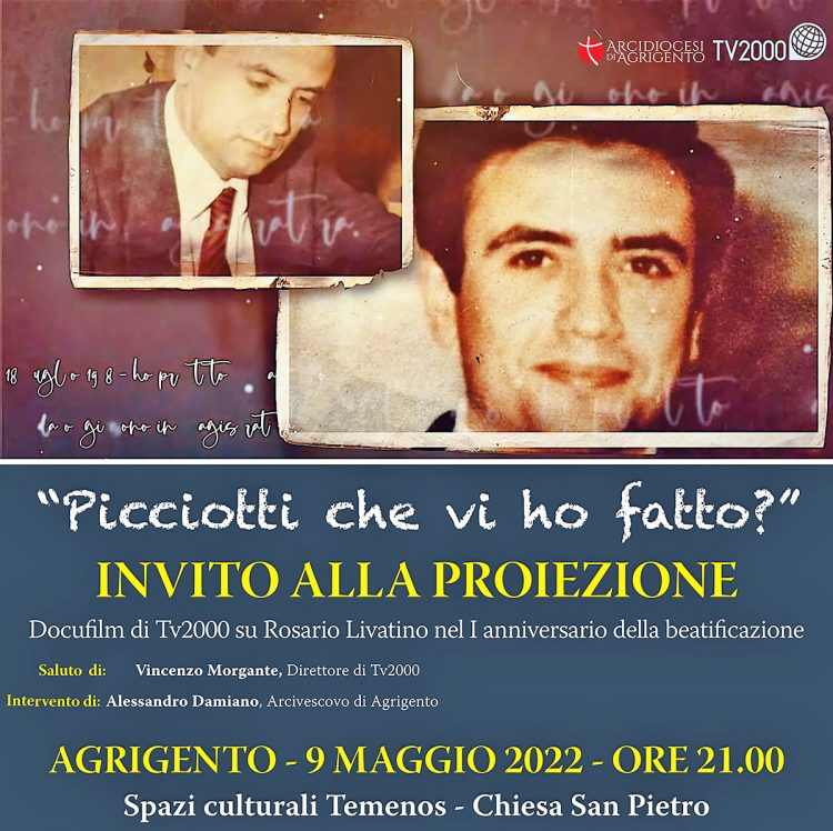 LIVATINO: NEL PRIMO ANNIVERSARIO DELLA BEATIFICAZIONE IL DOCUFILM “PICCIOTTI, CHE COSA VI HO FATTO?”