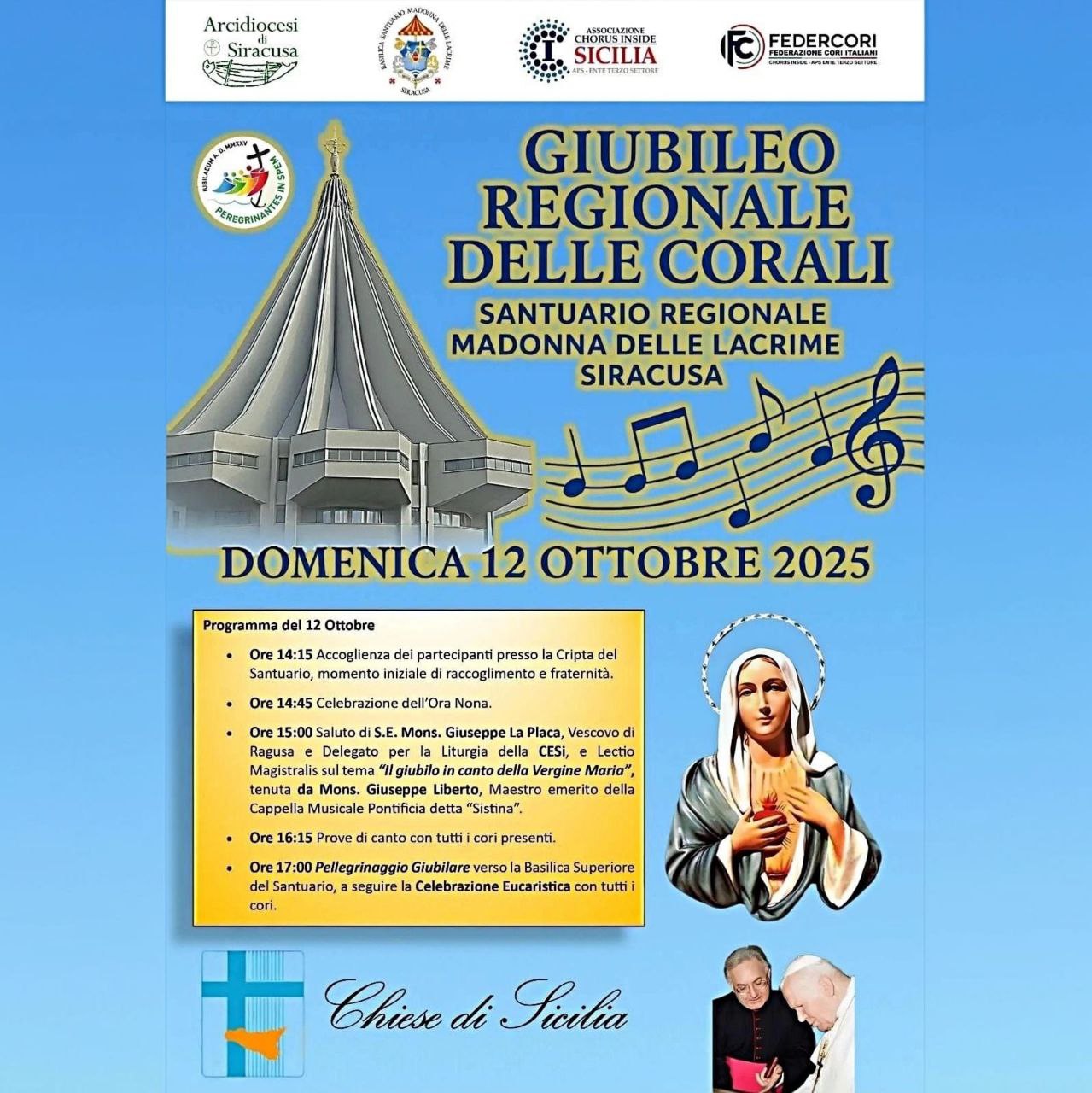 LE CORALI DLLE DIOCESI DI SICILIA IN CANTO E GIUBILO: A SIRACUSA CON MONS. GIUSEPPE LIBERTO