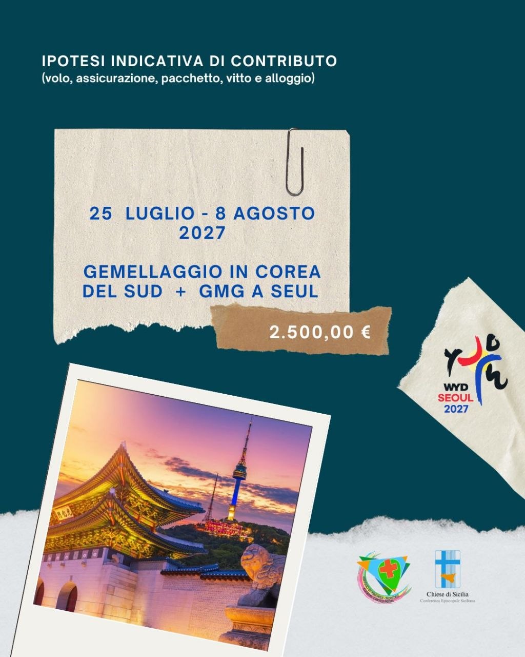 VERSO LA GMG DI SEUL 2027: AL VIA LE PREISCRIZIONI PER I GIOVANI DELLE DIOCESI DI SICILIA