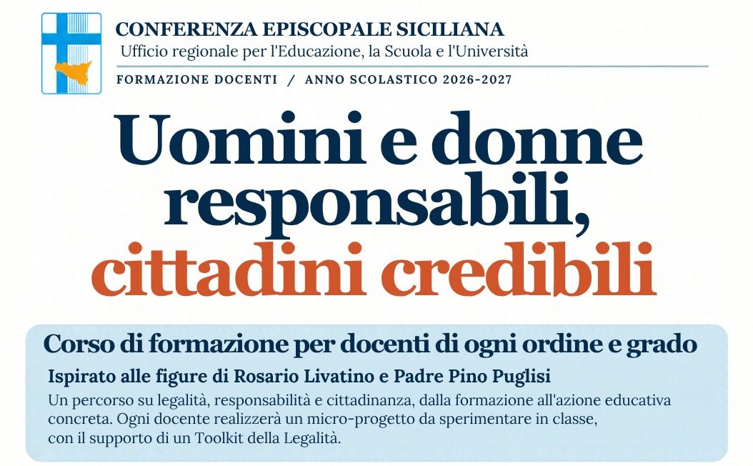 IL CORSO DI FORMAZIONE “UOMINI E DONNE RESPONSABILI, CITTADINI CREDIBILI”: 25 ORE GRATUITE E ONLINE DI FORMAZIONE PER TUTTI I DOCENTI